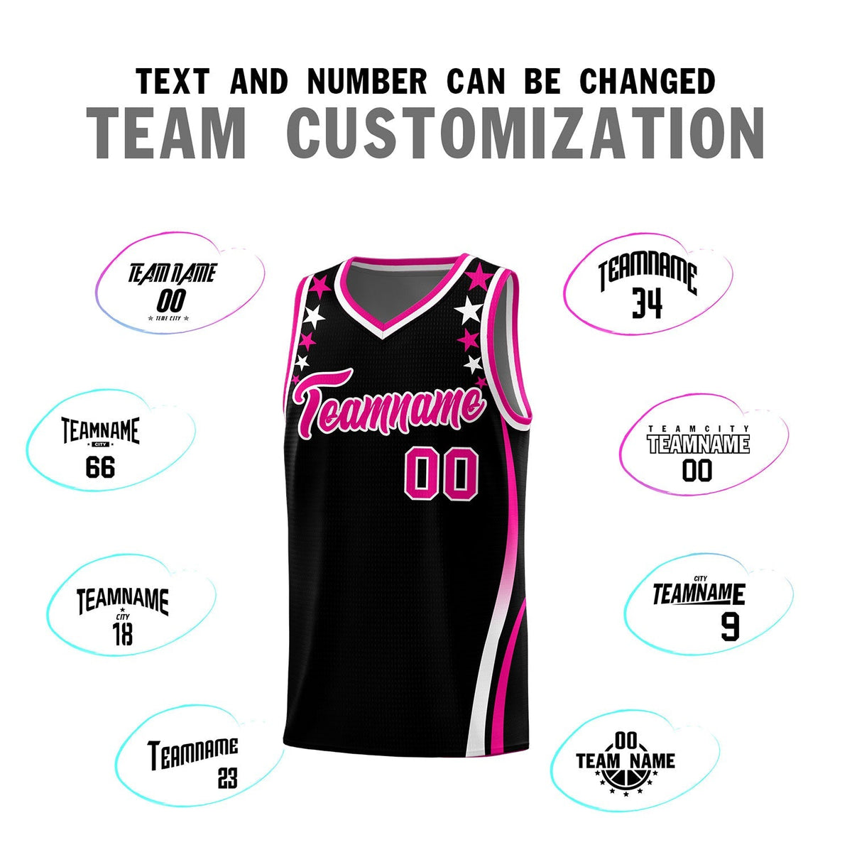 Custom Black Shoulders Star Pattern Side Color Block Sports Uniform Basketball Kits
