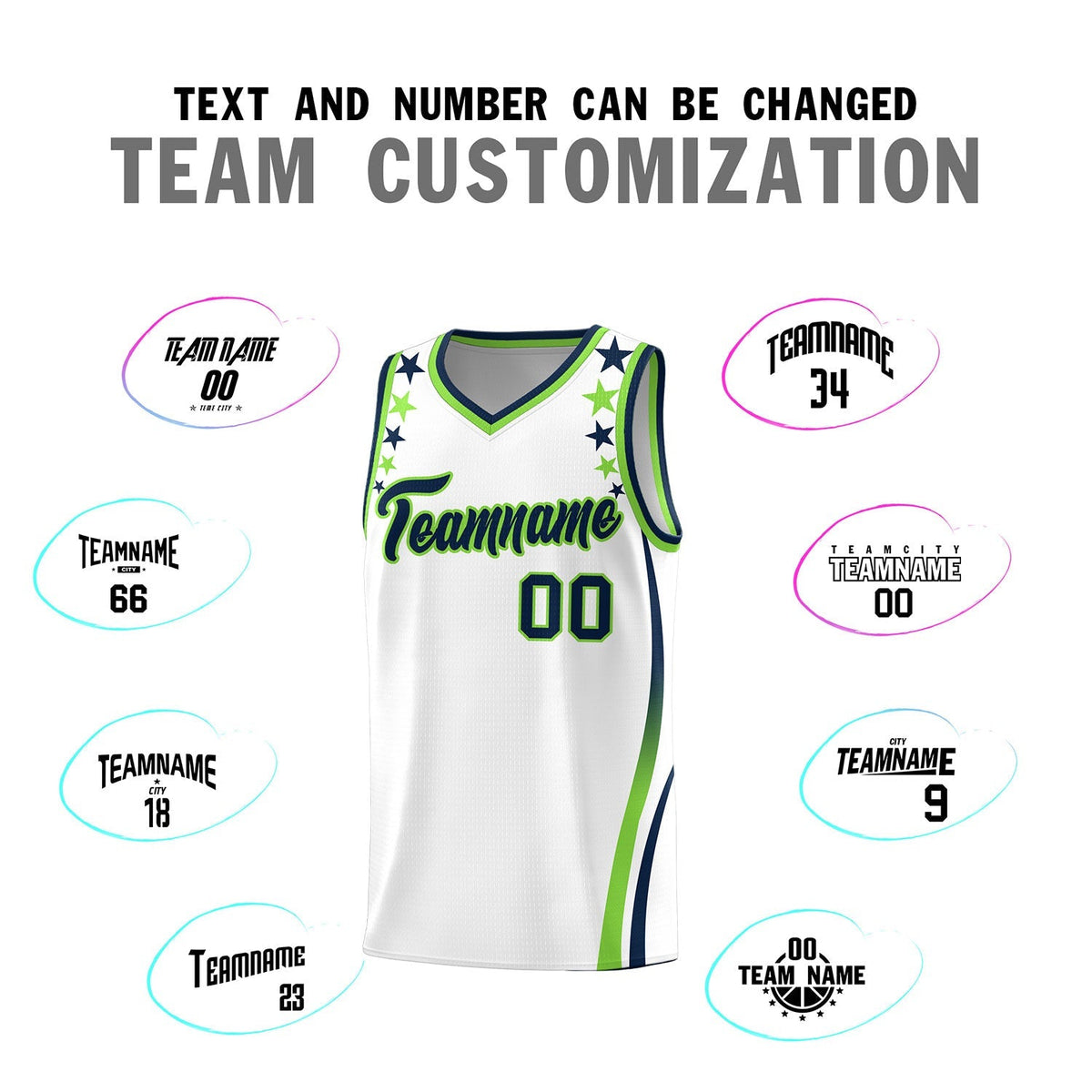 Custom White Shoulders Star Pattern Side Color Block Sports Uniform Basketball Kits