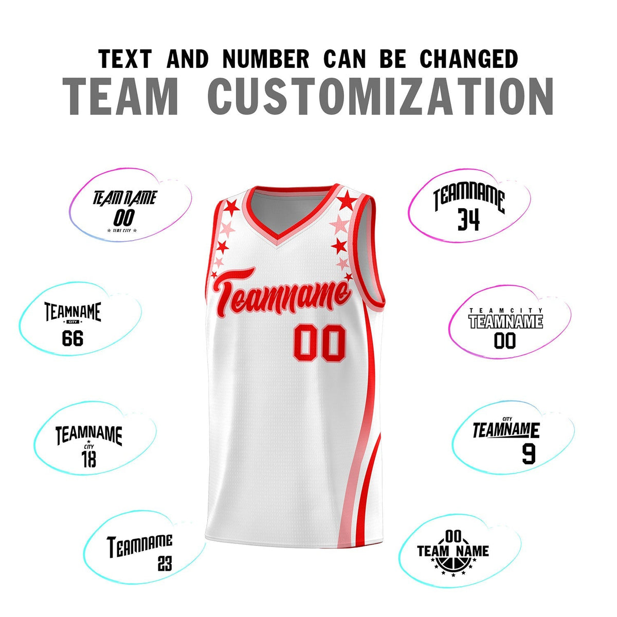 Custom White Shoulders Star Pattern Side Color Block Sports Uniform Basketball Kits