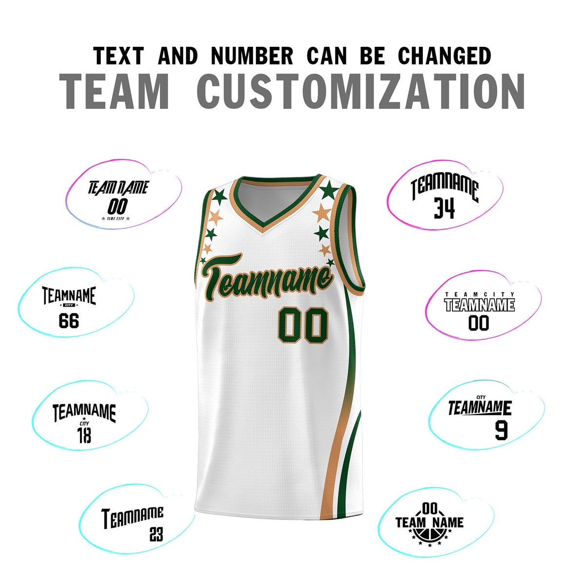 Custom White Shoulders Star Pattern Side Color Block Sports Uniform Basketball Kits