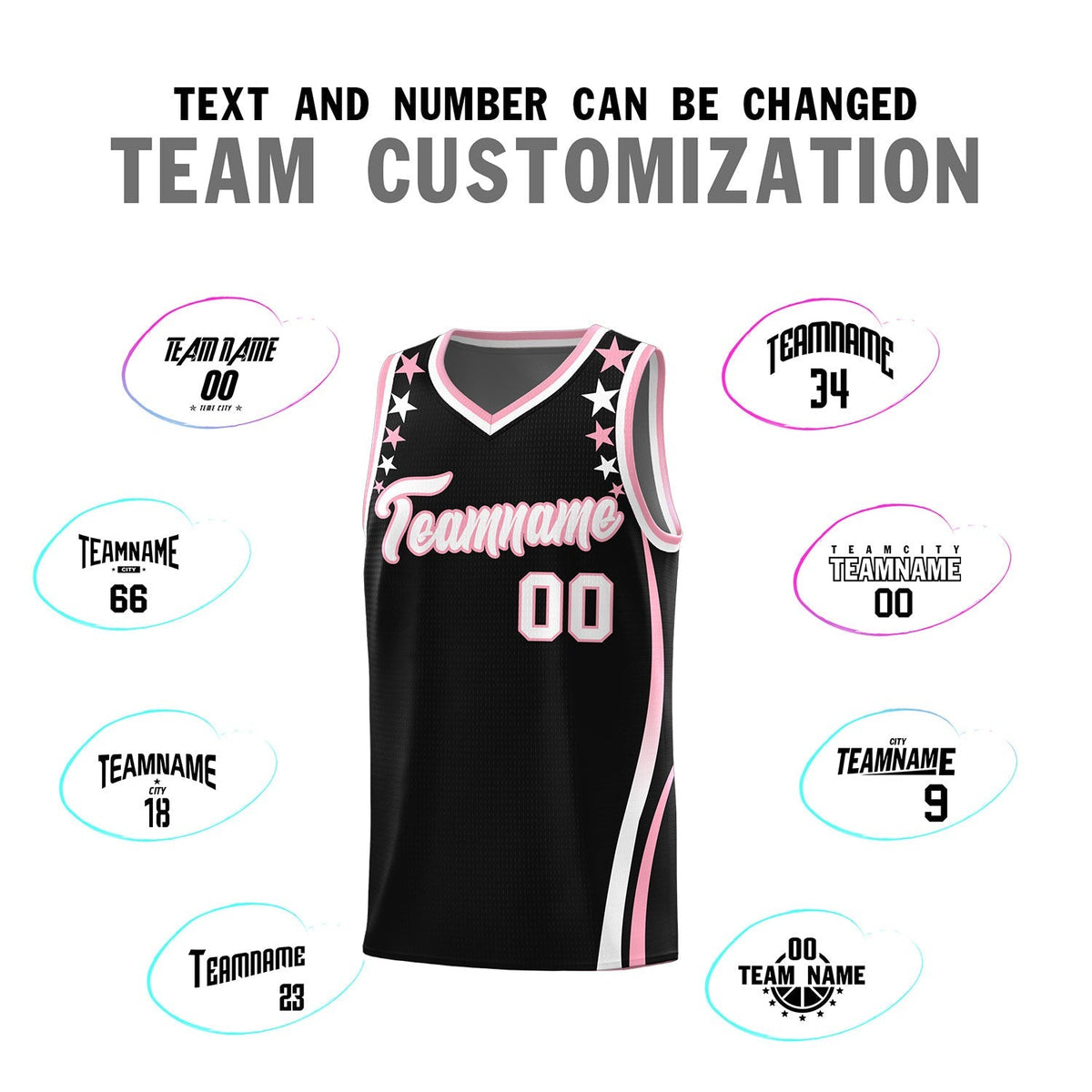 Custom Black Shoulders Star Pattern Side Color Block Sports Uniform Basketball Kits