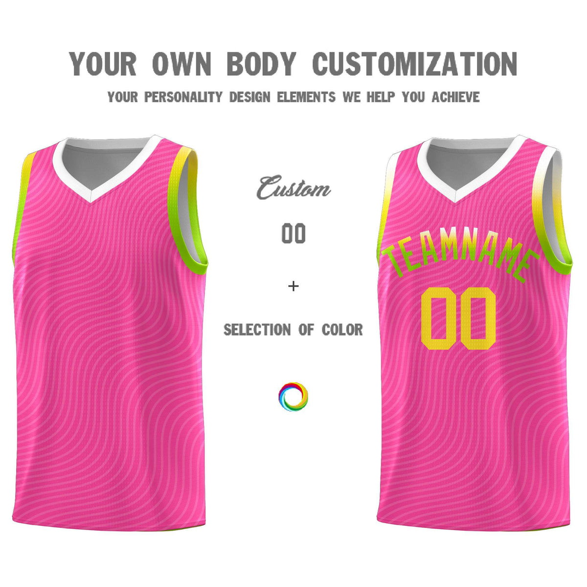Custom Pink White Wave Pattern Sports Uniform Basketball Kits
