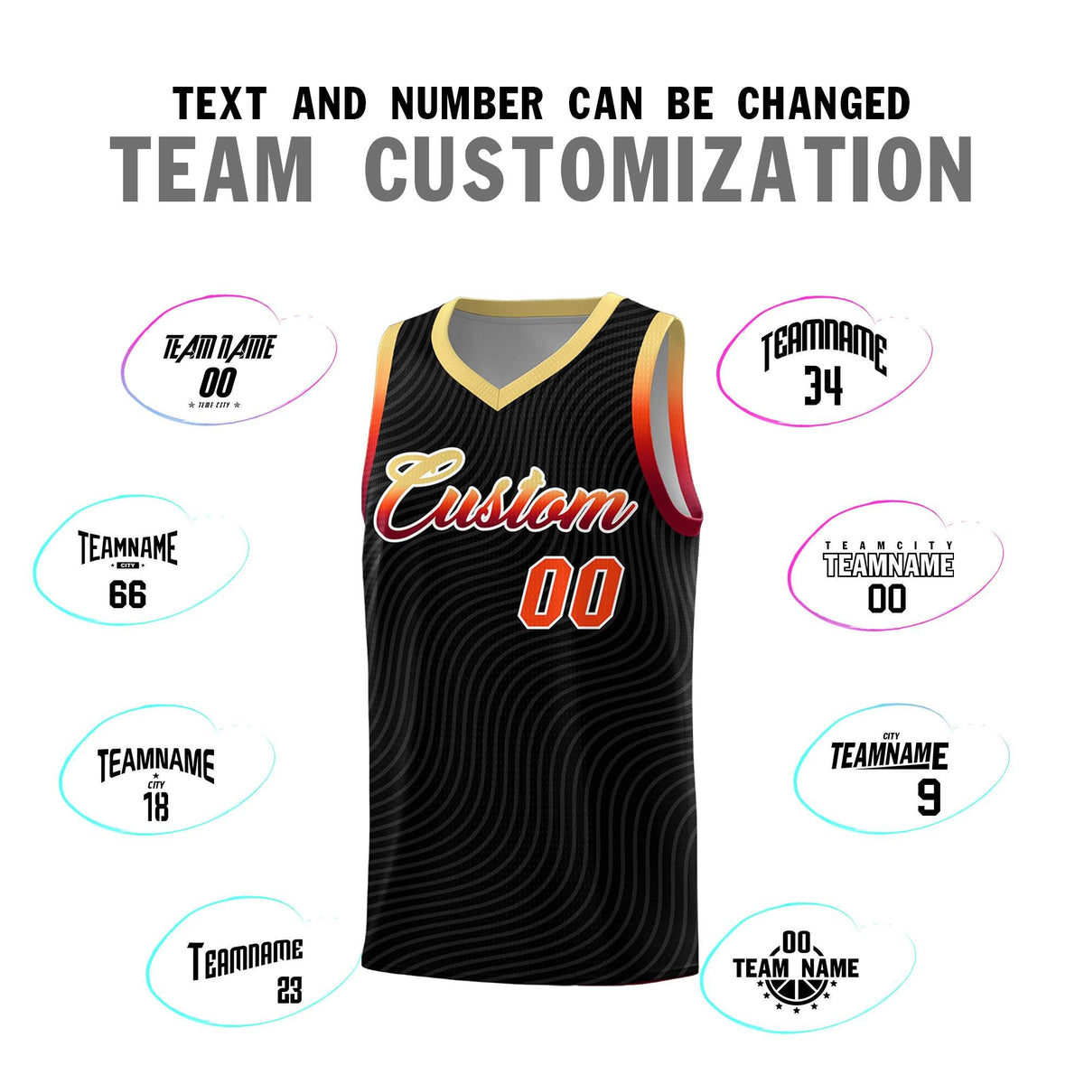 Custom Black Khaki Wave Pattern Sports Uniform Basketball Kits