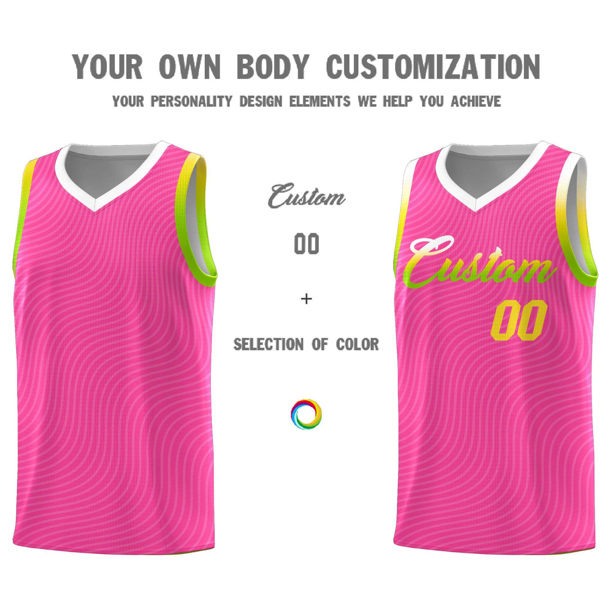 Custom Pink White Wave Pattern Sports Uniform Basketball Kits