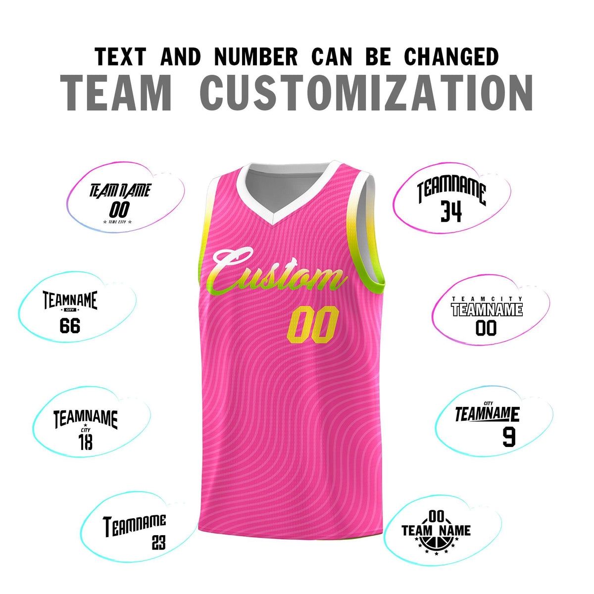 Custom Pink White Wave Pattern Sports Uniform Basketball Kits