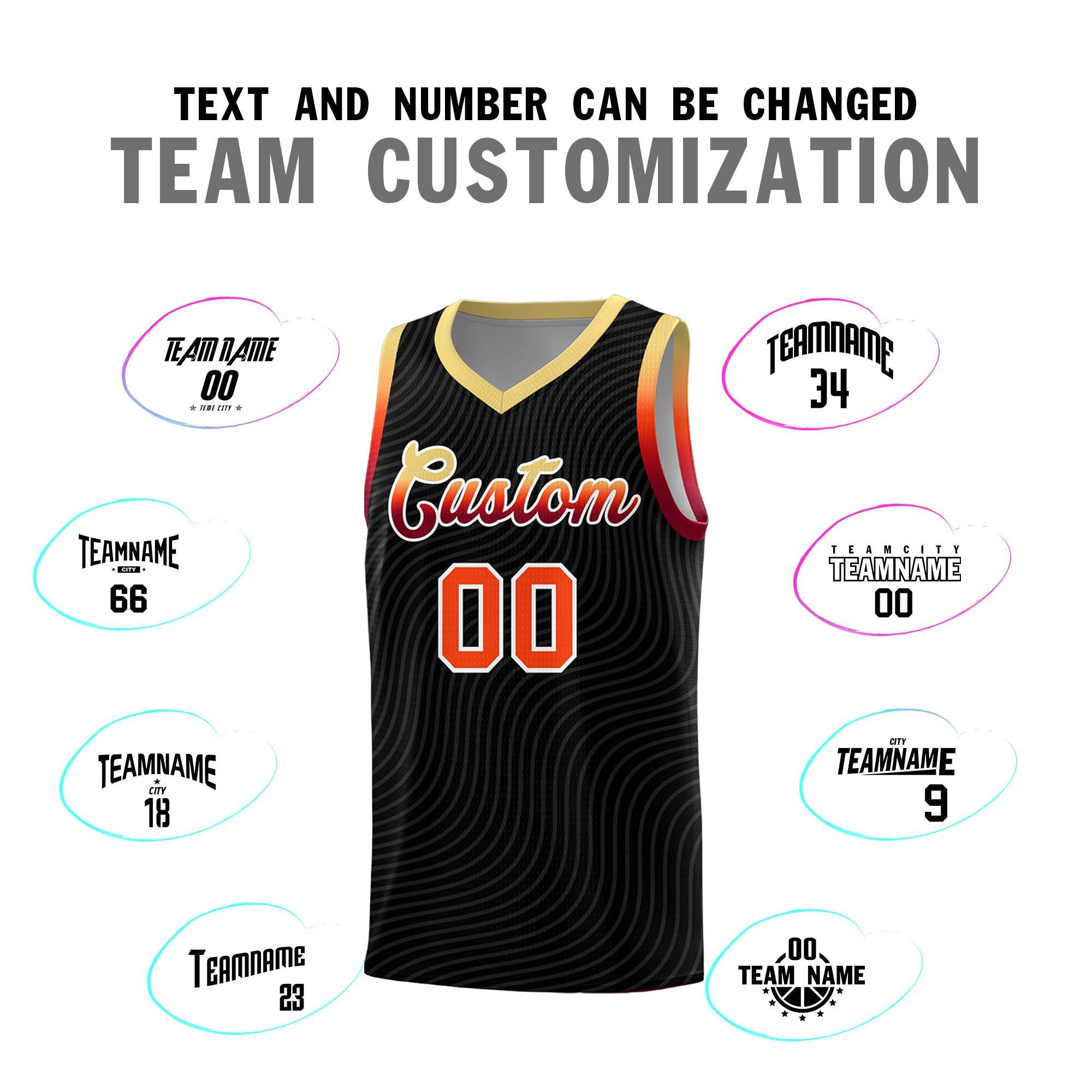 Custom Black Khaki Wave Pattern Sports Uniform Basketball Kits
