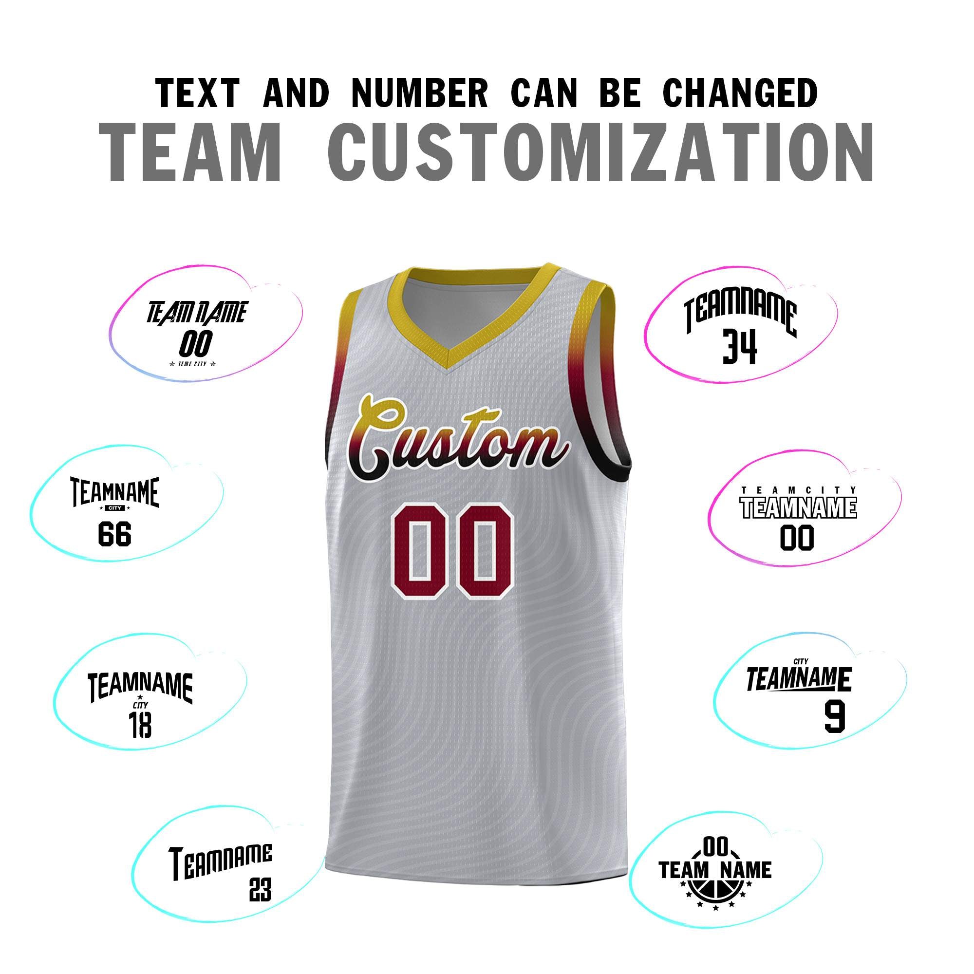 Custom Gray Old Gold Wave Pattern Sports Uniform Basketball Kits