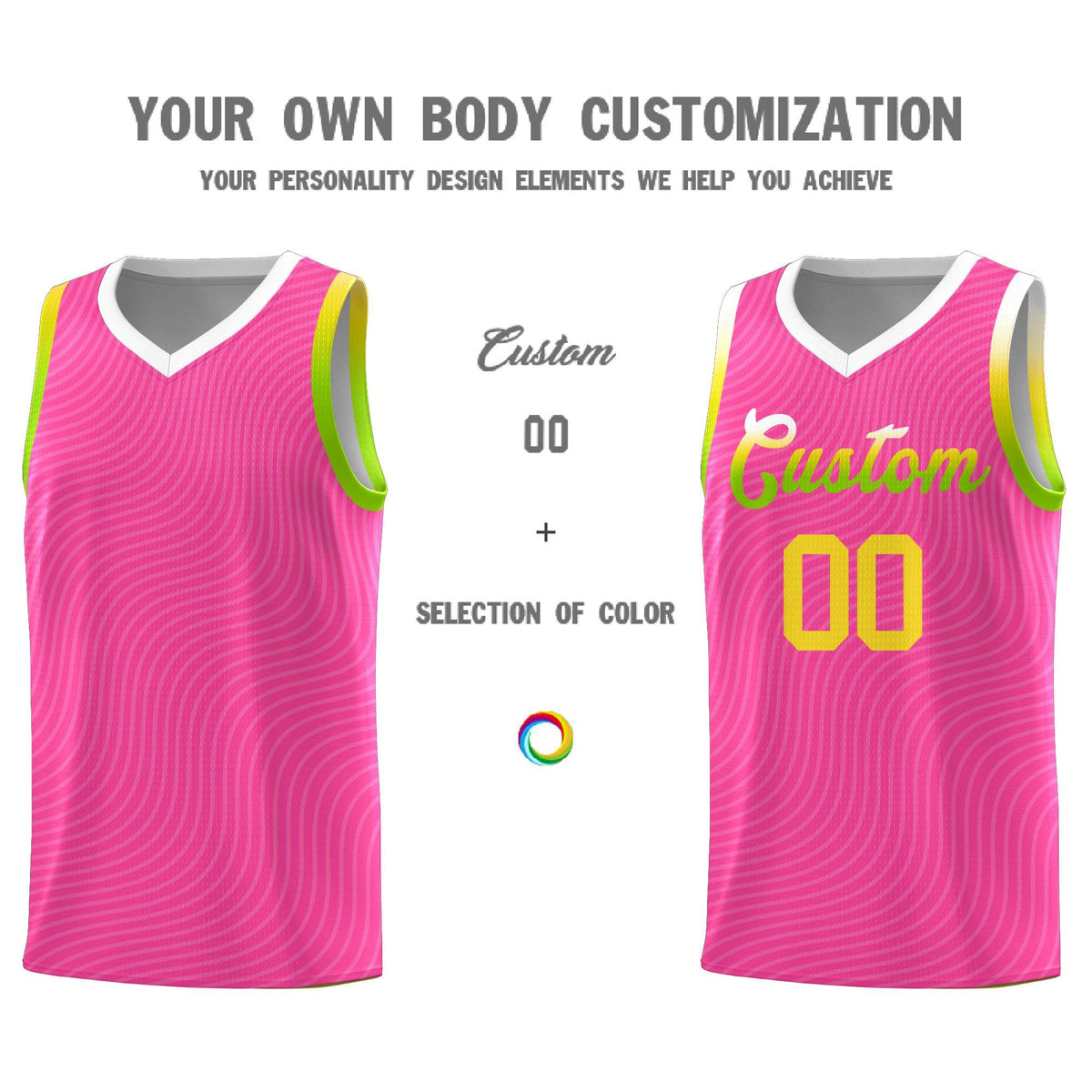 Custom Pink White Wave Pattern Sports Uniform Basketball Kits