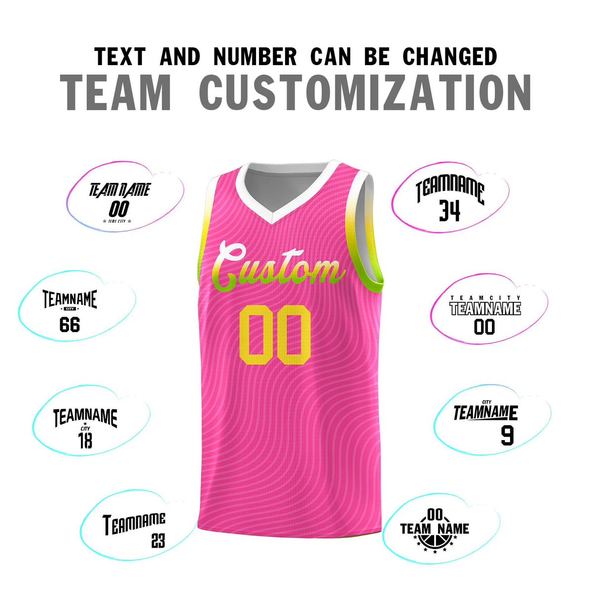 Custom Pink White Wave Pattern Sports Uniform Basketball Kits