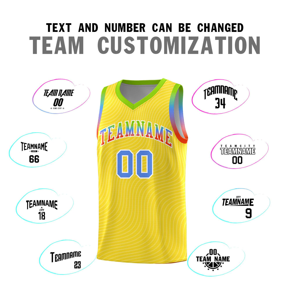 Custom Gold Neon Green Wave Pattern Sports Uniform Basketball Kits