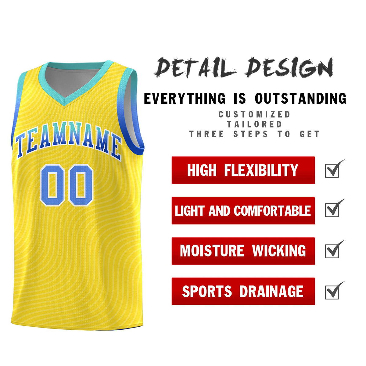 Custom Gold Bright Green Wave Pattern Sports Uniform Basketball Kits