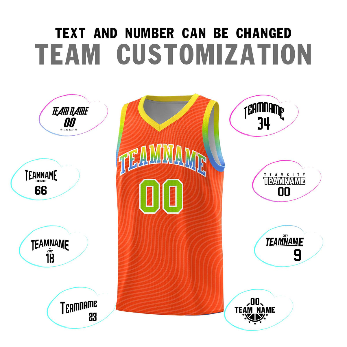 Custom Orange Gold Wave Pattern Sports Uniform Basketball Kits