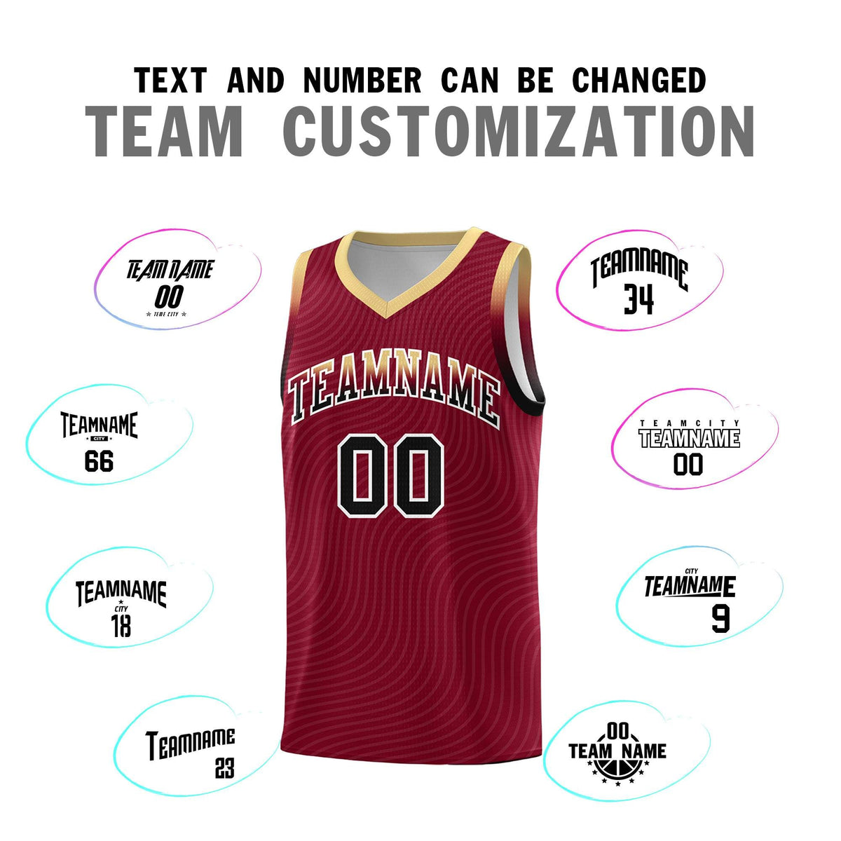 Custom Crimson Khaki Wave Pattern Sports Uniform Basketball Kits