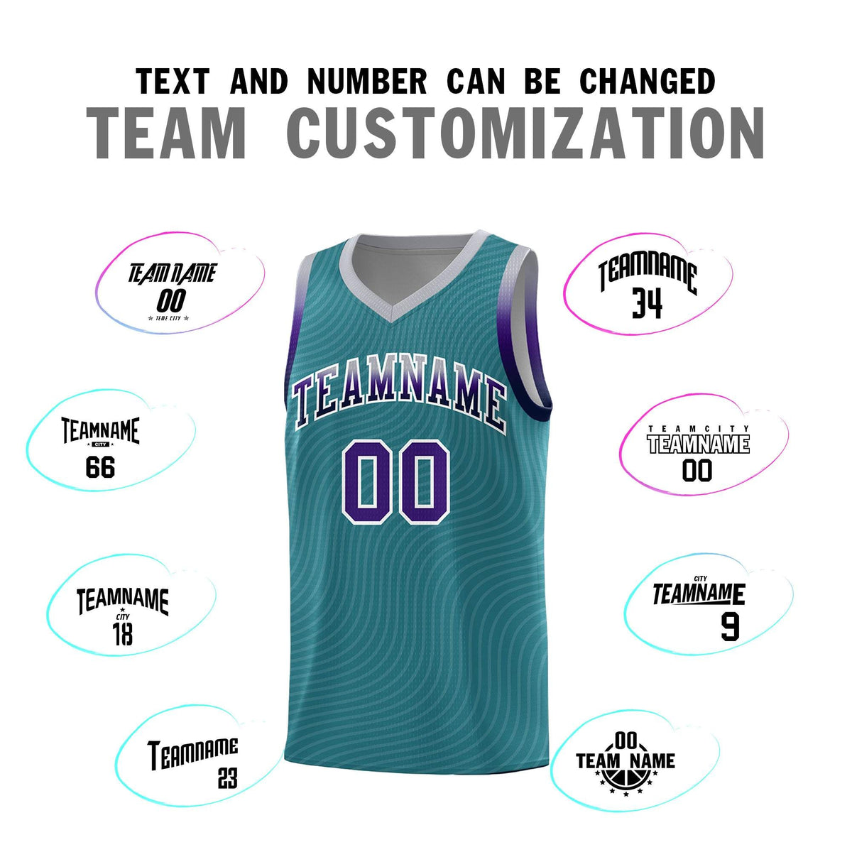 Custom Teal Gray Wave Pattern Sports Uniform Basketball Kits