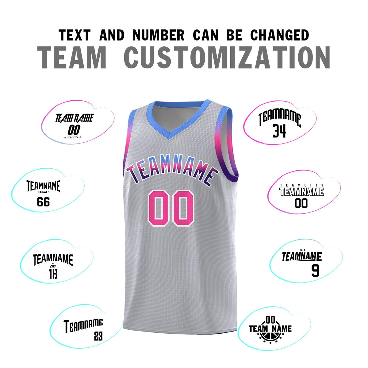 Custom Gray Light Blue Wave Pattern Sports Uniform Basketball Kits
