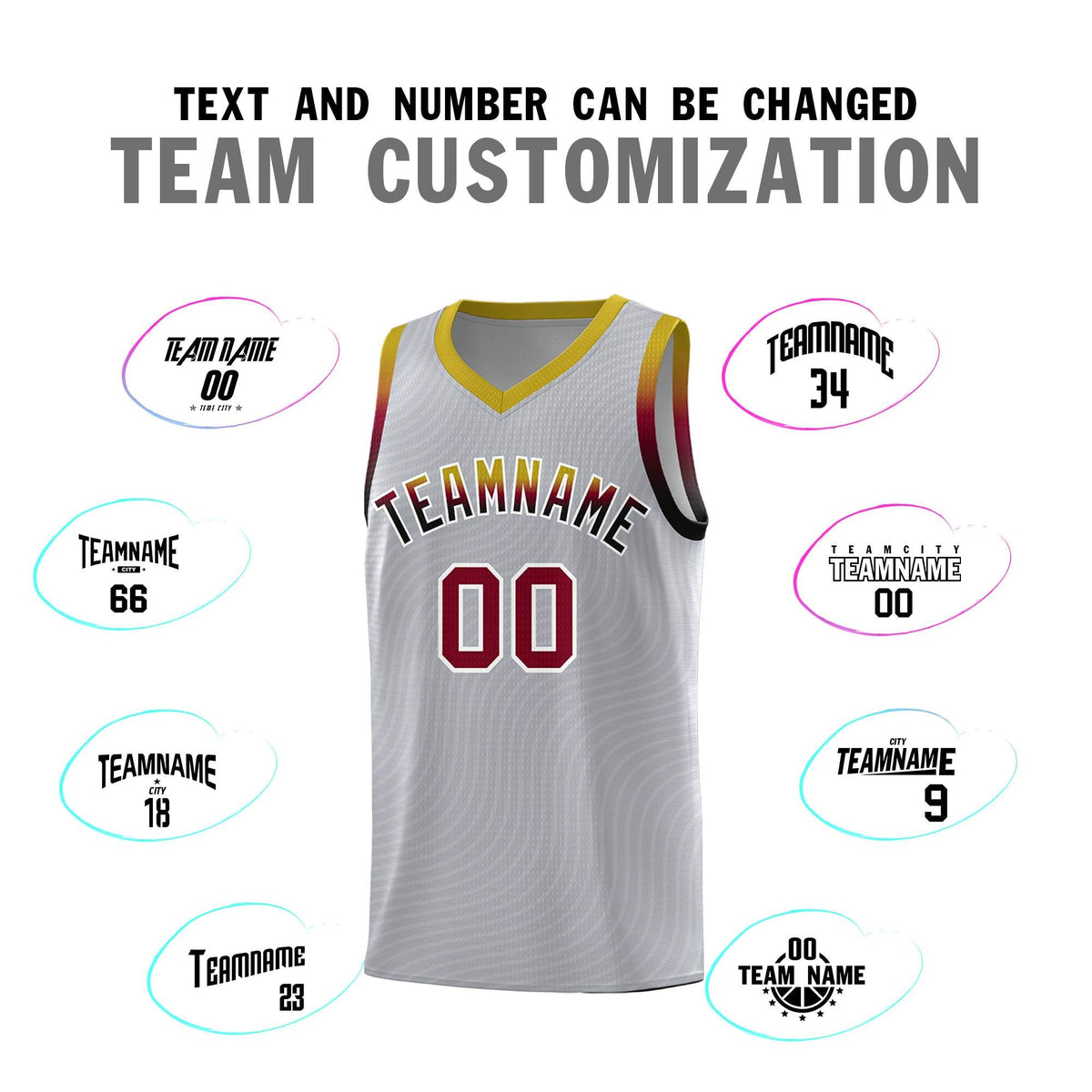 Custom Gray Old Gold Wave Pattern Sports Uniform Basketball Kits