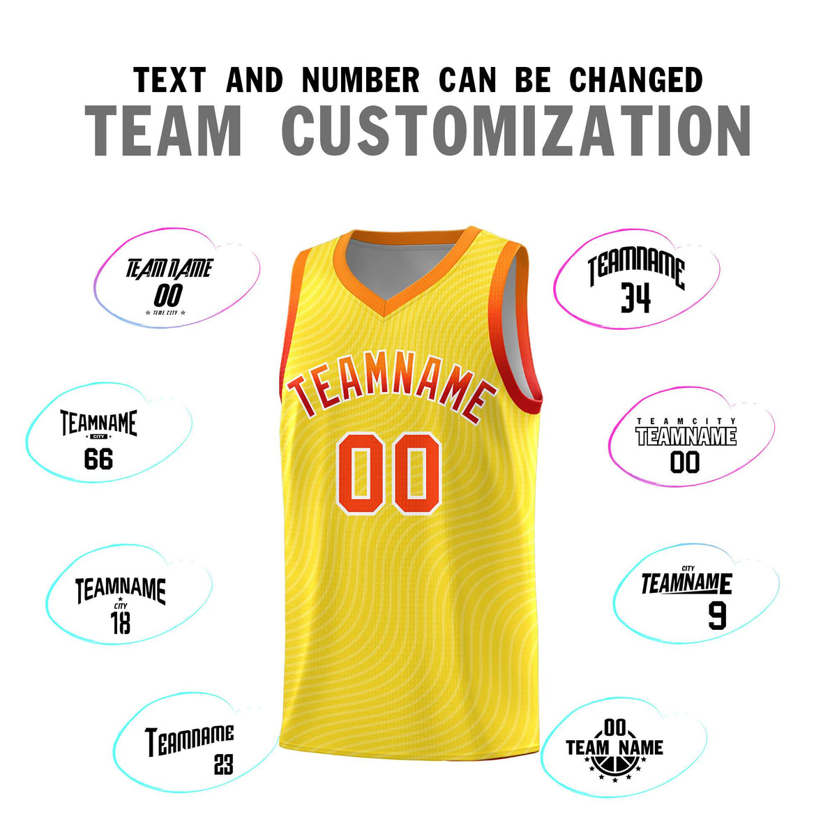 Custom Gold Orange Wave Pattern Sports Uniform Basketball Kits