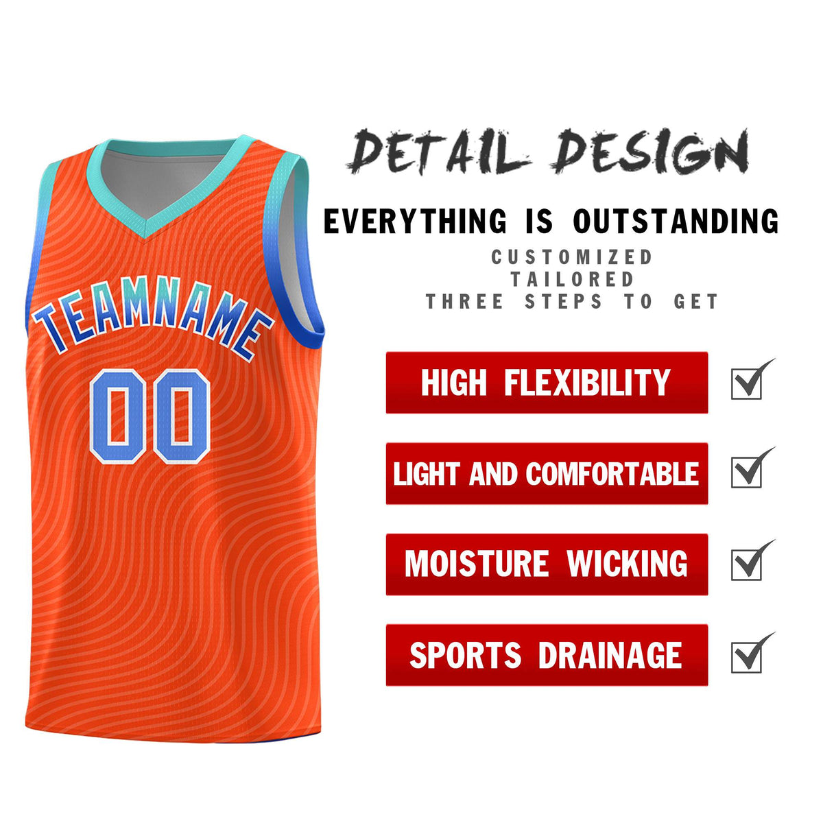 Custom Orange Bright Green Wave Pattern Sports Uniform Basketball Kits