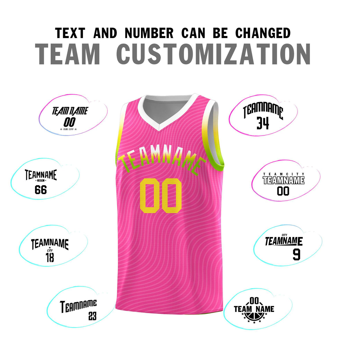 Custom Pink White Wave Pattern Sports Uniform Basketball Kits