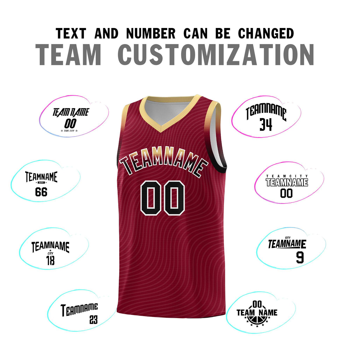 Custom Crimson Khaki Wave Pattern Sports Uniform Basketball Kits