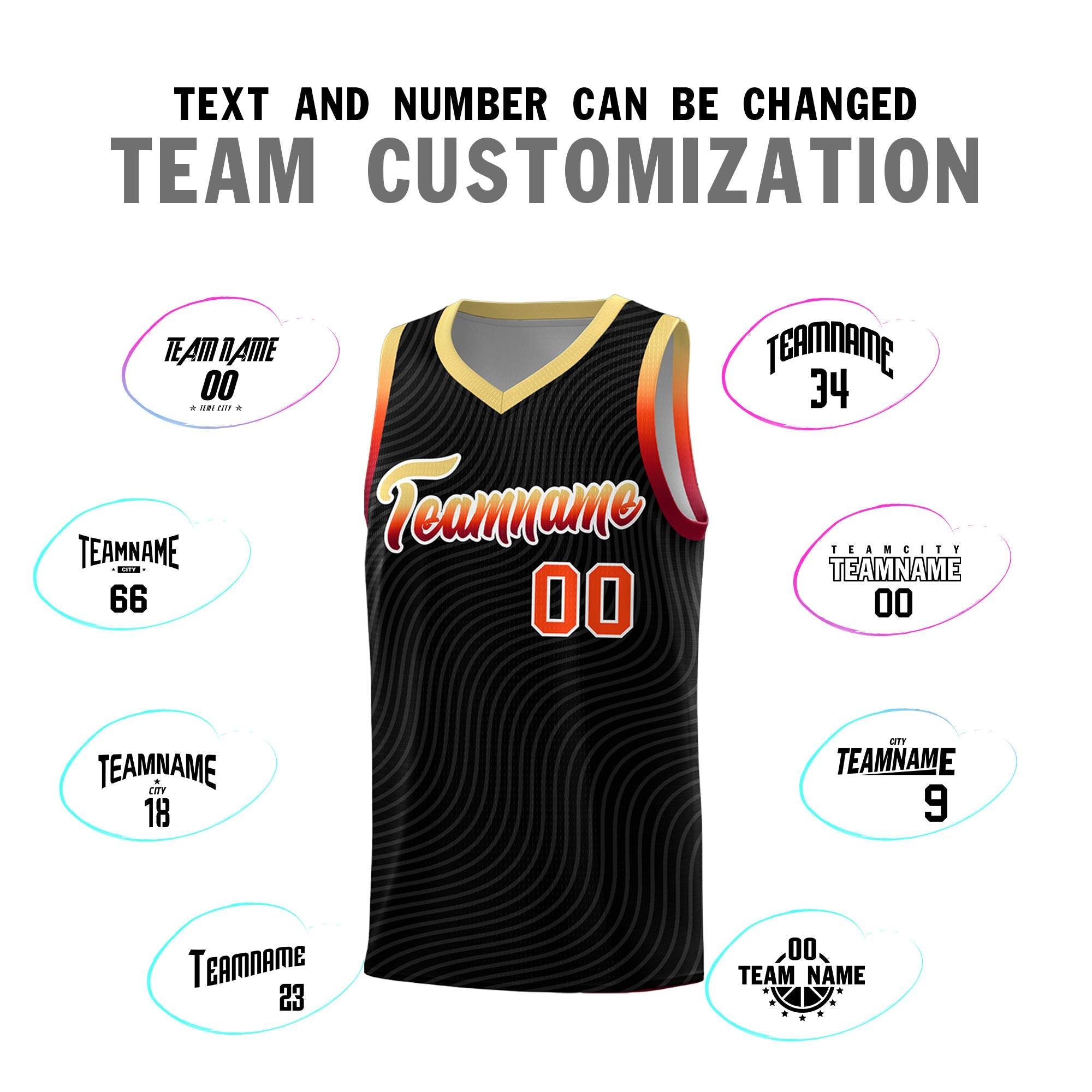Custom Black Khaki Wave Pattern Sports Uniform Basketball Kits