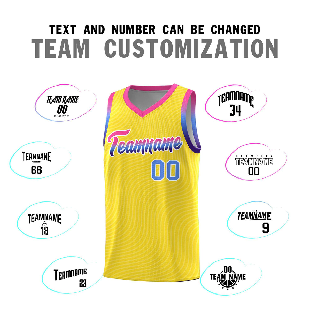 Custom Gold Pink Wave Pattern Sports Uniform Basketball Kits