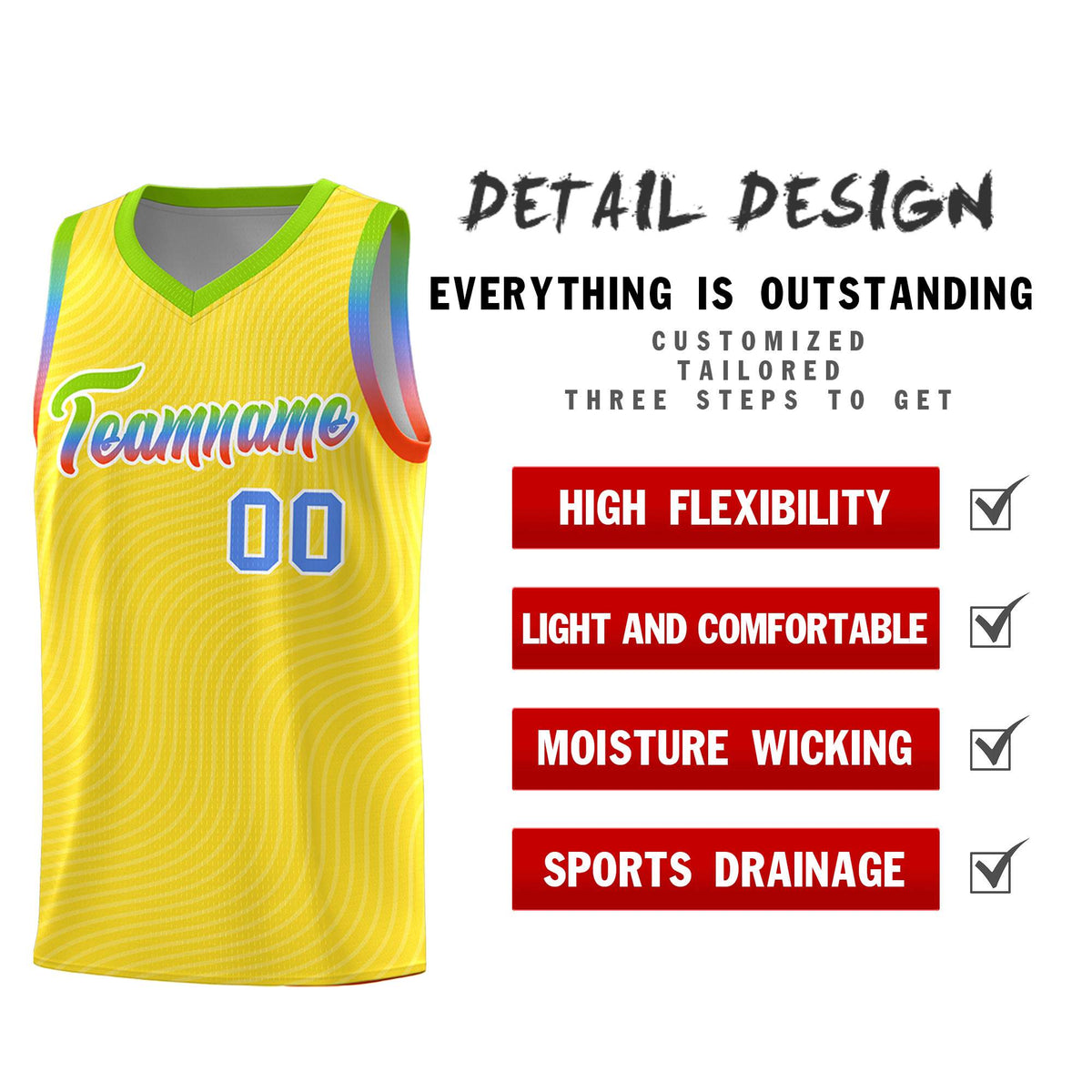 Custom Gold Neon Green Wave Pattern Sports Uniform Basketball Kits
