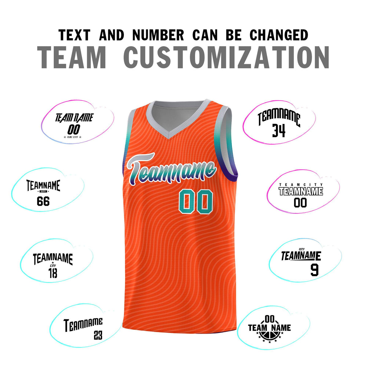 Custom Orange Gray Wave Pattern Sports Uniform Basketball Kits