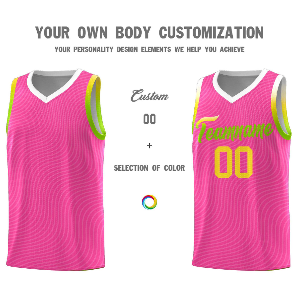 Custom Pink White Wave Pattern Sports Uniform Basketball Kits