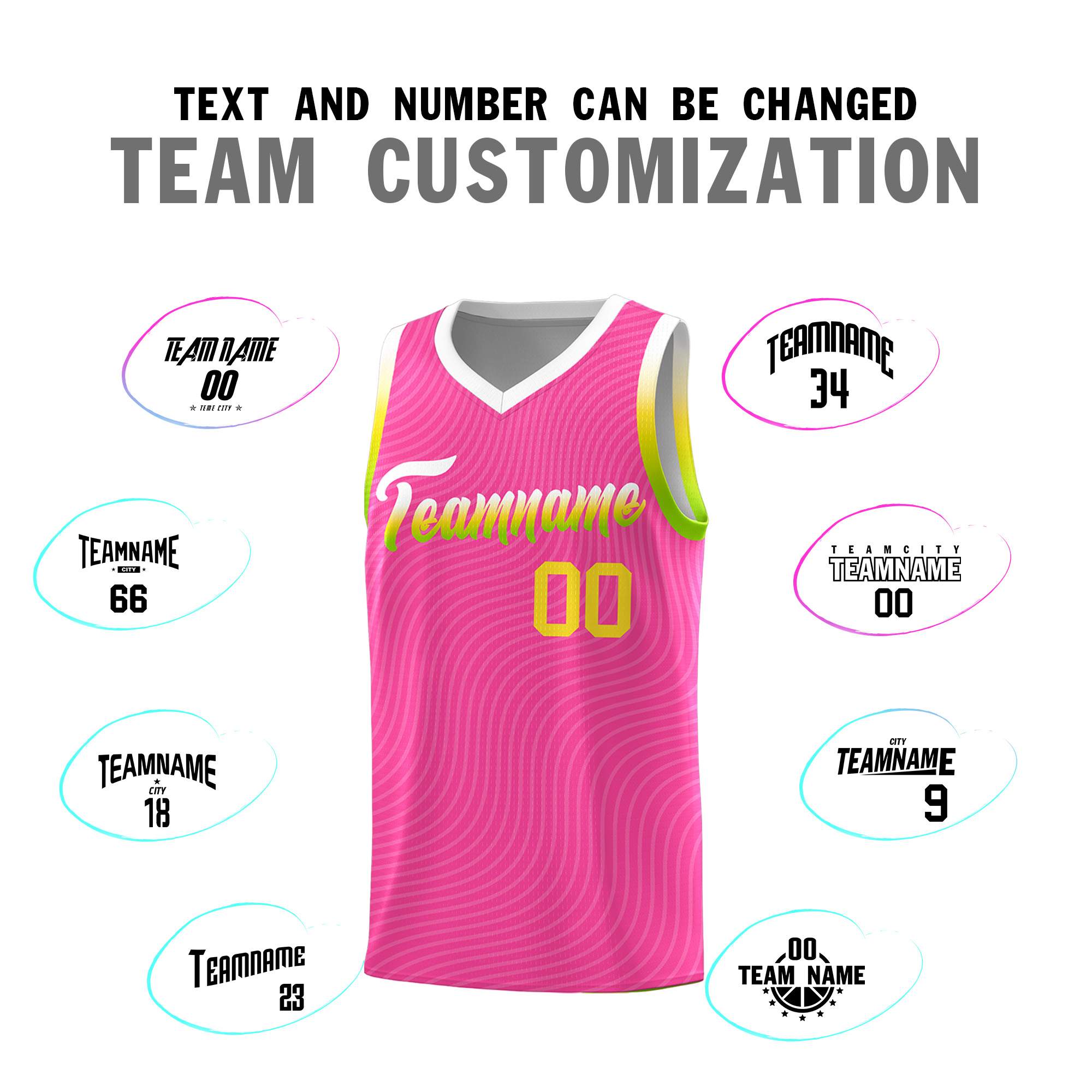 Custom Pink White Wave Pattern Sports Uniform Basketball Kits
