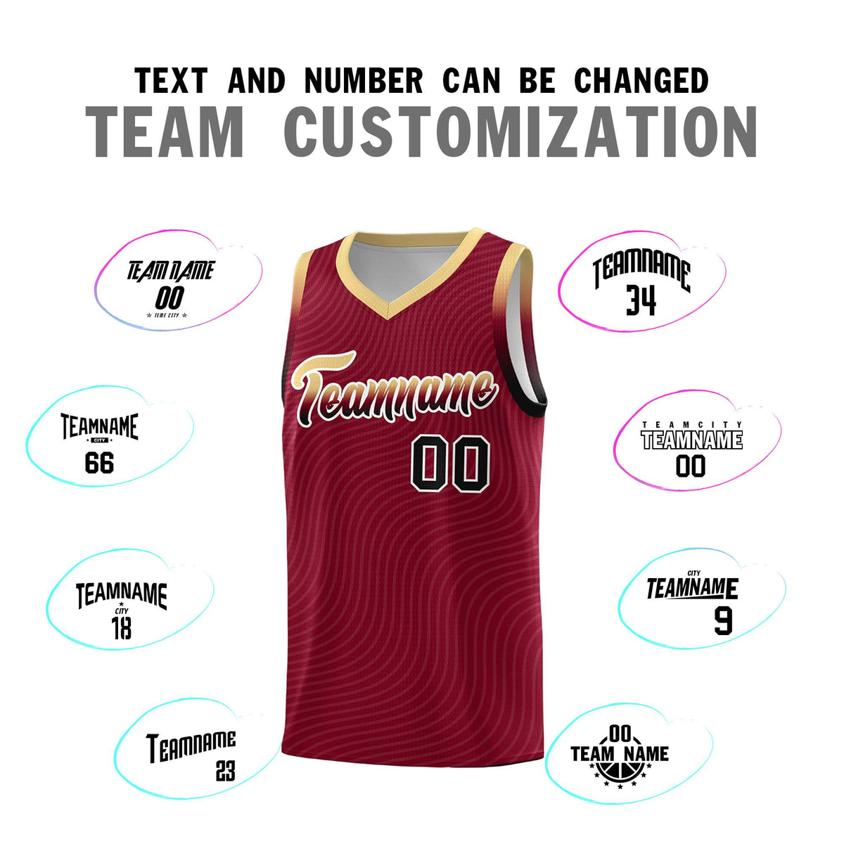 Custom Crimson Khaki Wave Pattern Sports Uniform Basketball Kits