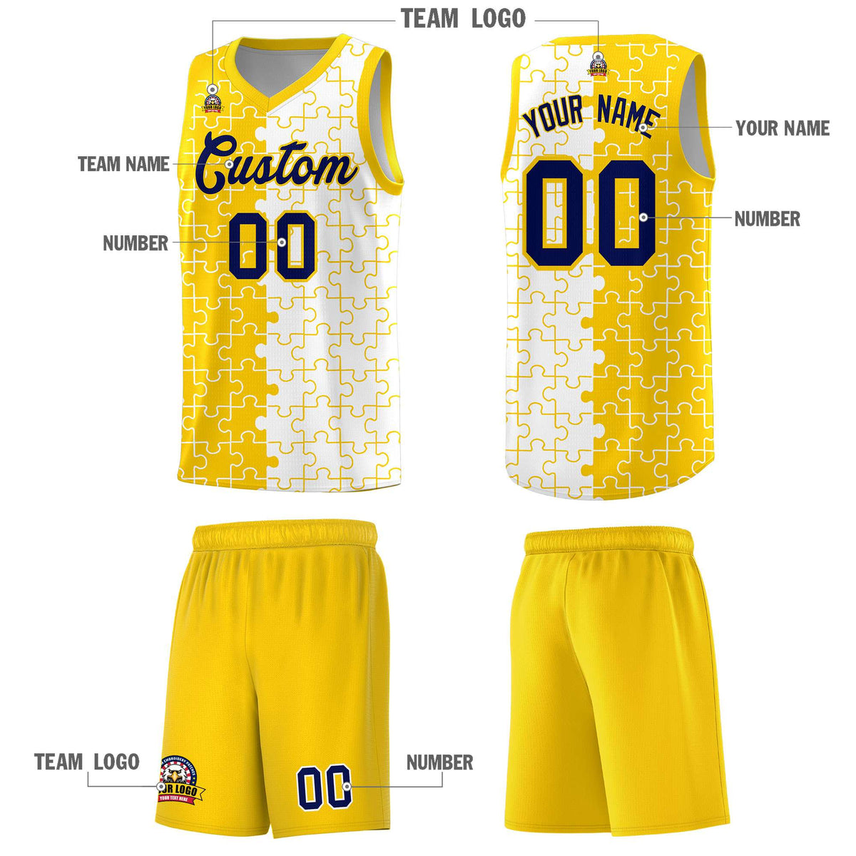 Custom Gold White Basketball Jersey