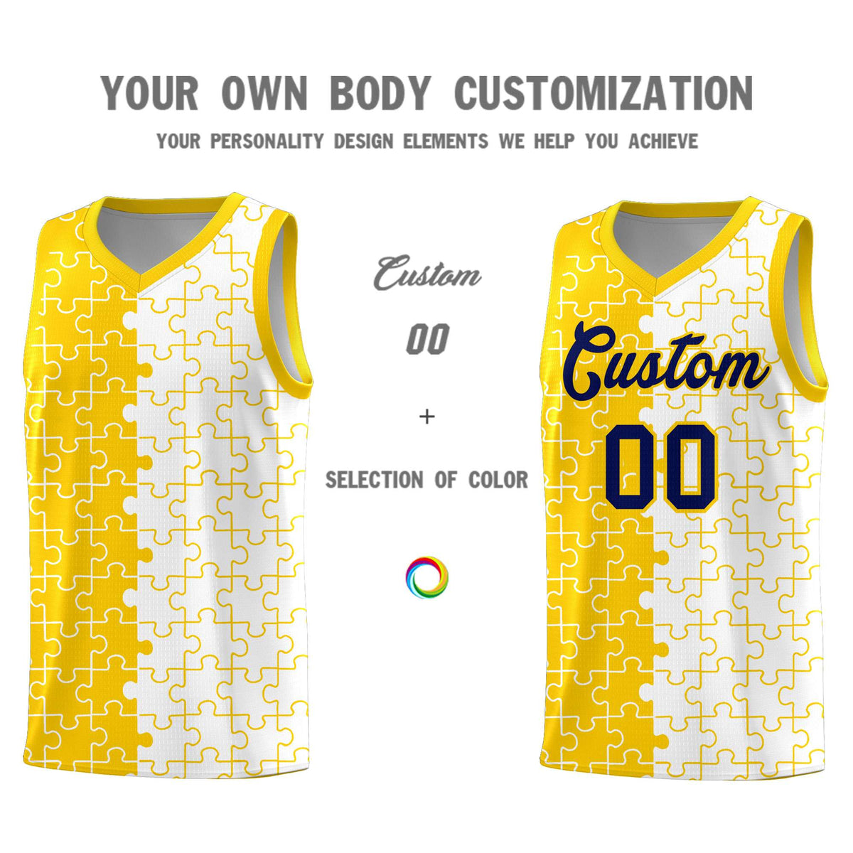 Custom Gold White Basketball Jersey