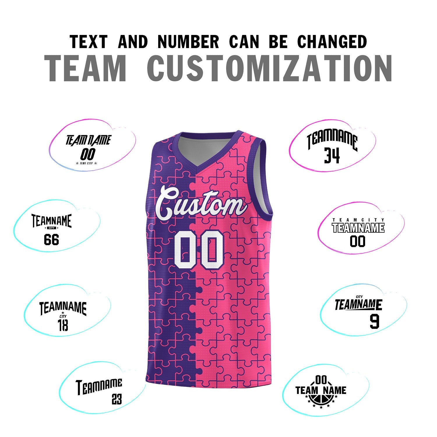 Custom Purple Pink Basketball Jersey