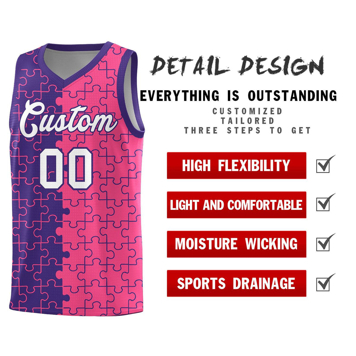 Custom Purple Pink Basketball Jersey