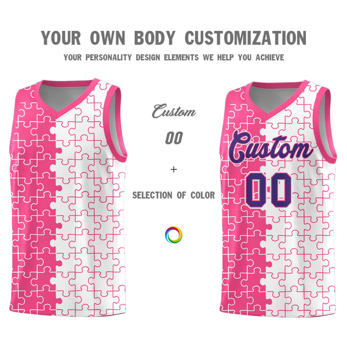 Custom Pink White Basketball Jersey