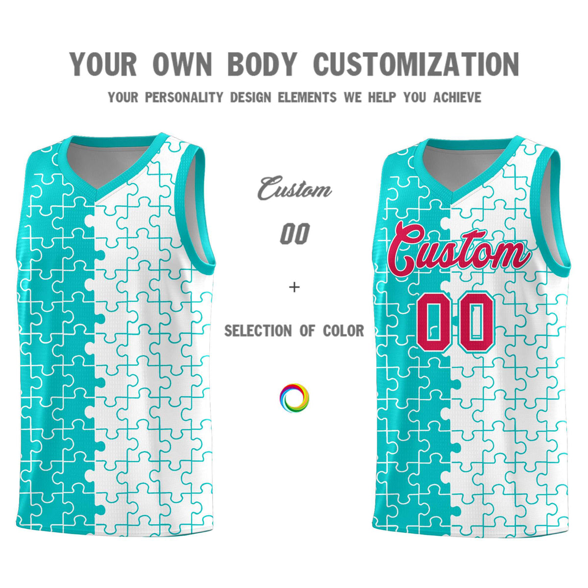 Custom Aqua White Basketball Jersey