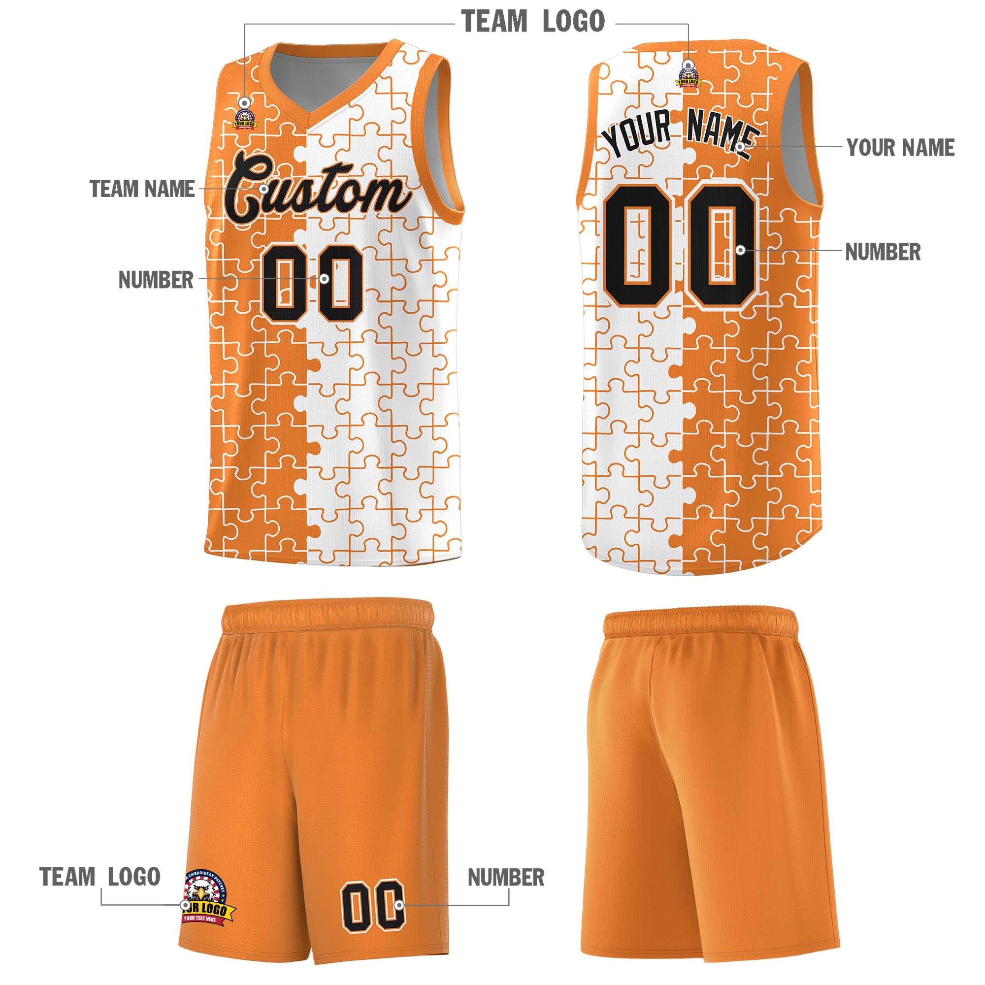 Custom Gold Orange White Basketball Jersey