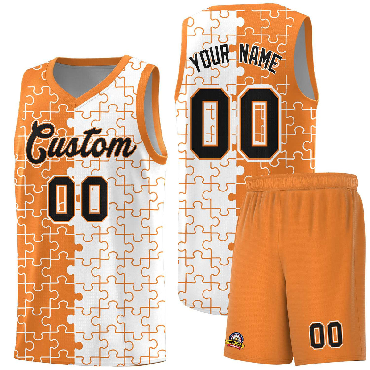 Custom Gold Orange White Basketball Jersey