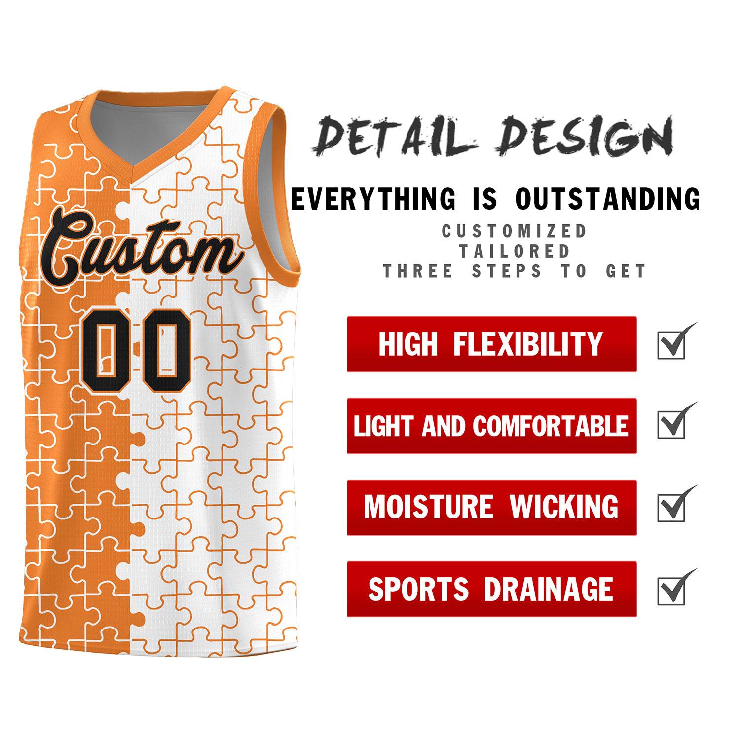 Custom Gold Orange White Basketball Jersey