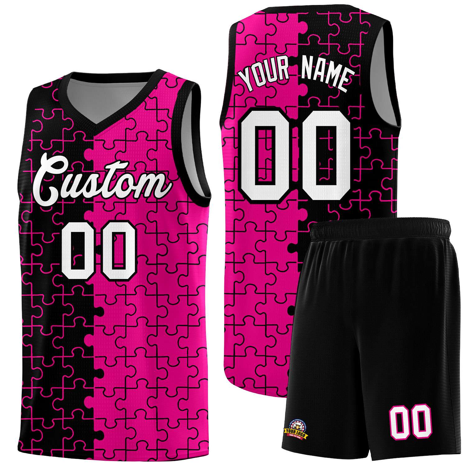 Custom Black Pink Basketball Jersey