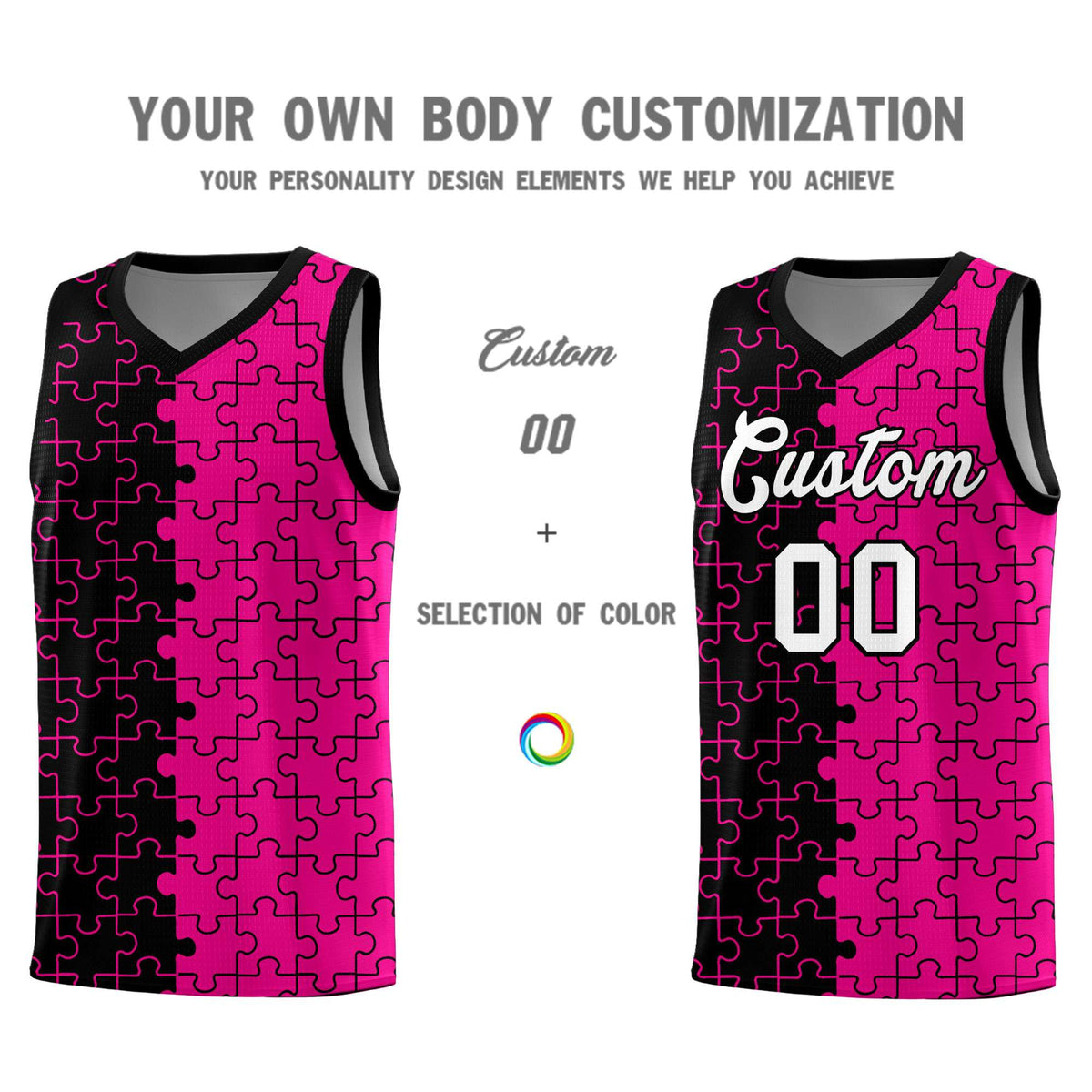 Custom Black Pink Basketball Jersey