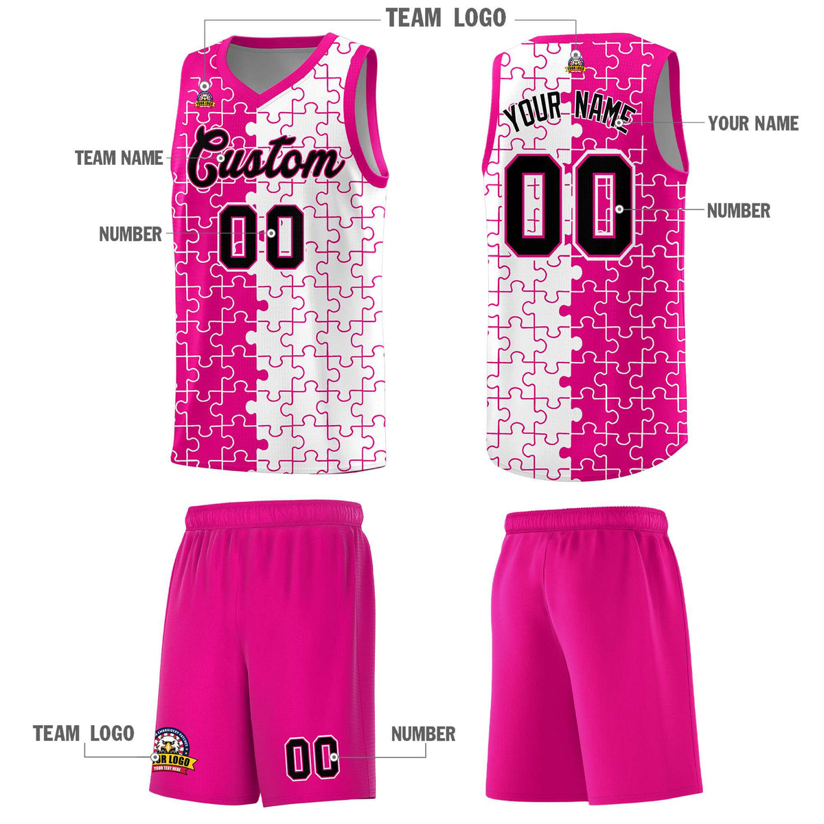 Custom Pink White Basketball Jersey