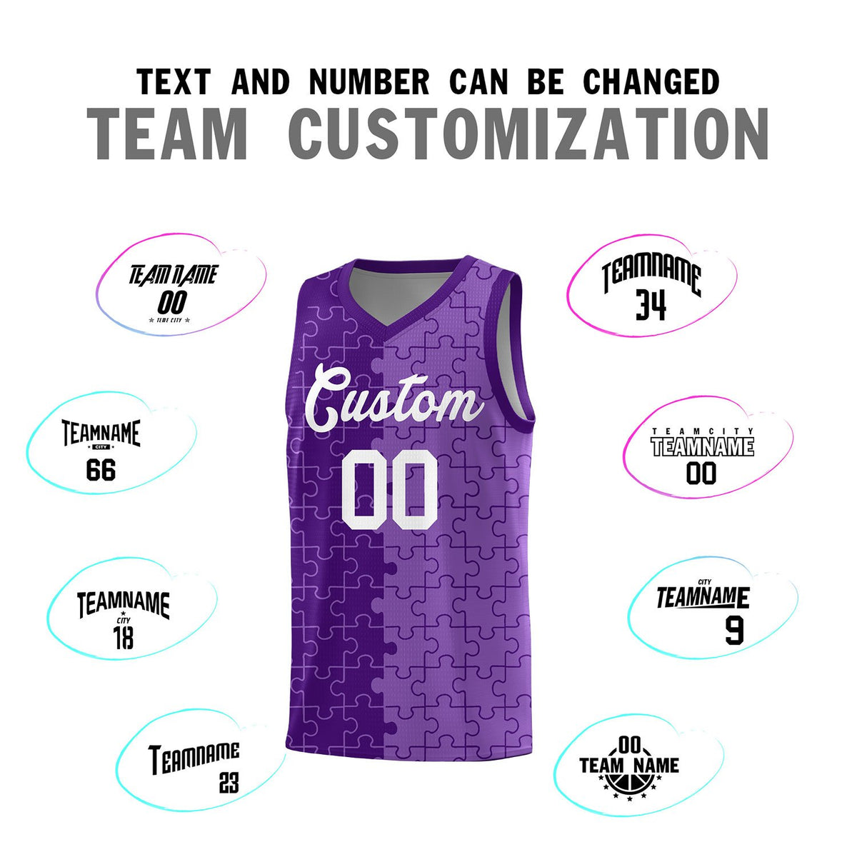 Custom Purple Light Purple Basketball Jersey