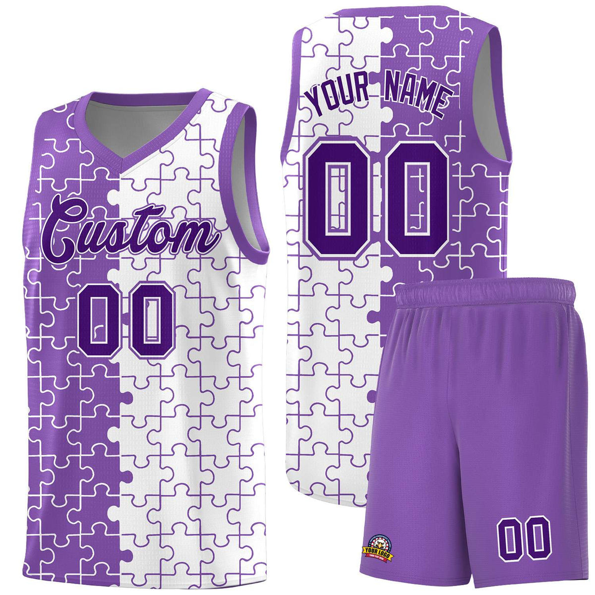 Custom Light Purple White Basketball Jersey