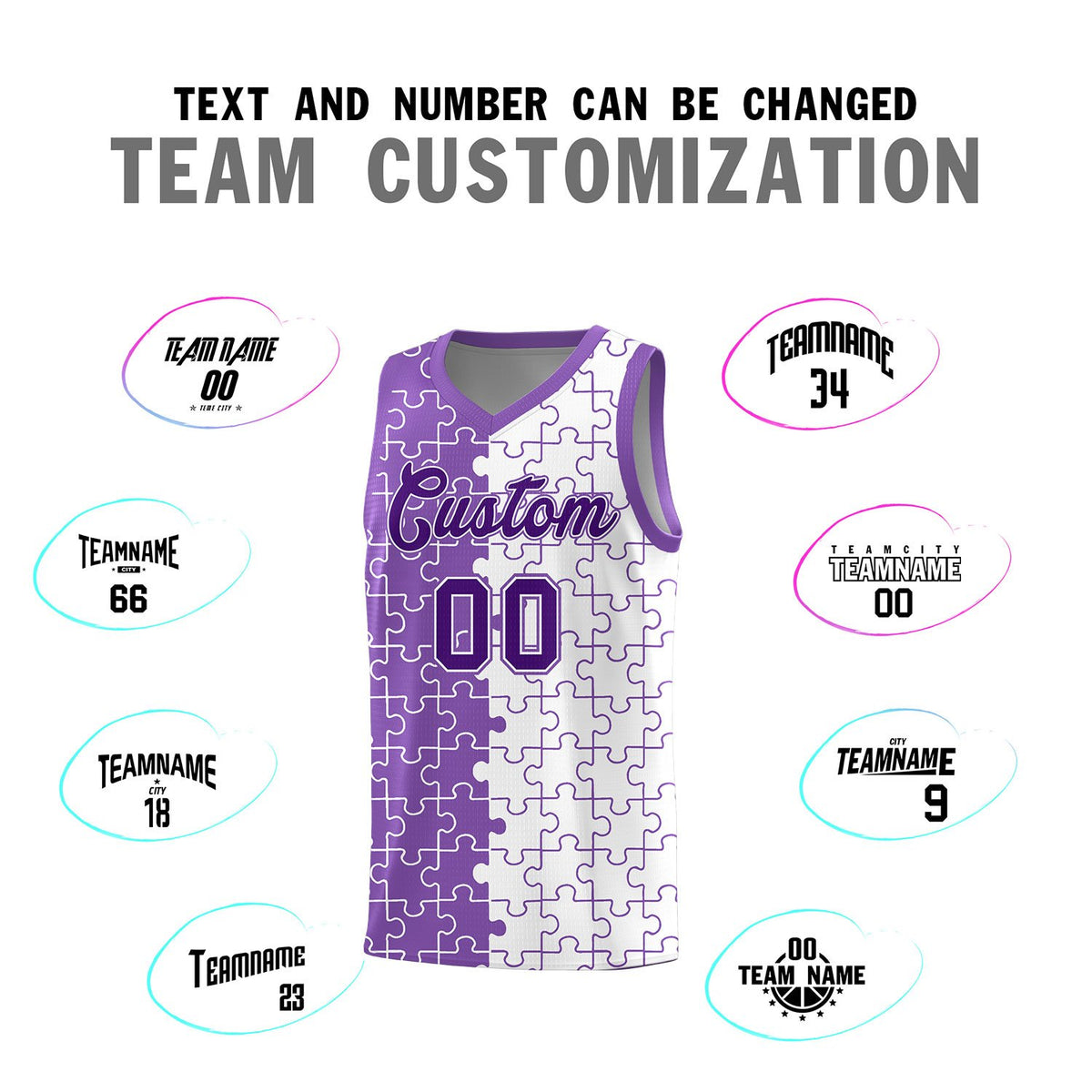 Custom Light Purple White Basketball Jersey
