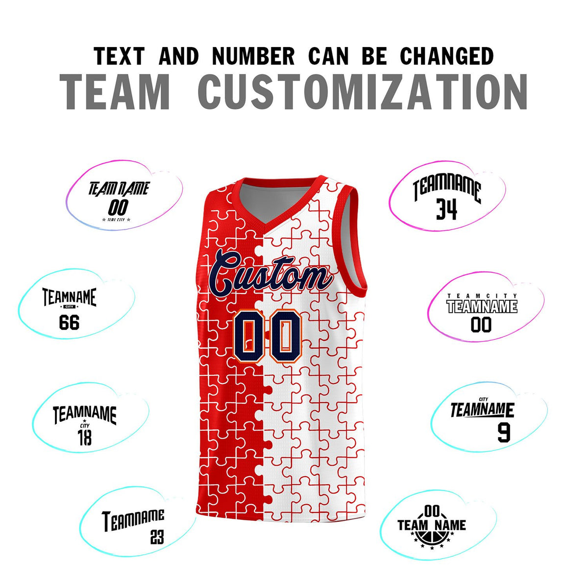 Custom Red White Basketball Jersey