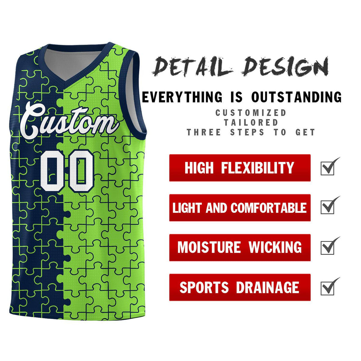 Custom Navy Fluorescent Green Basketball Jersey