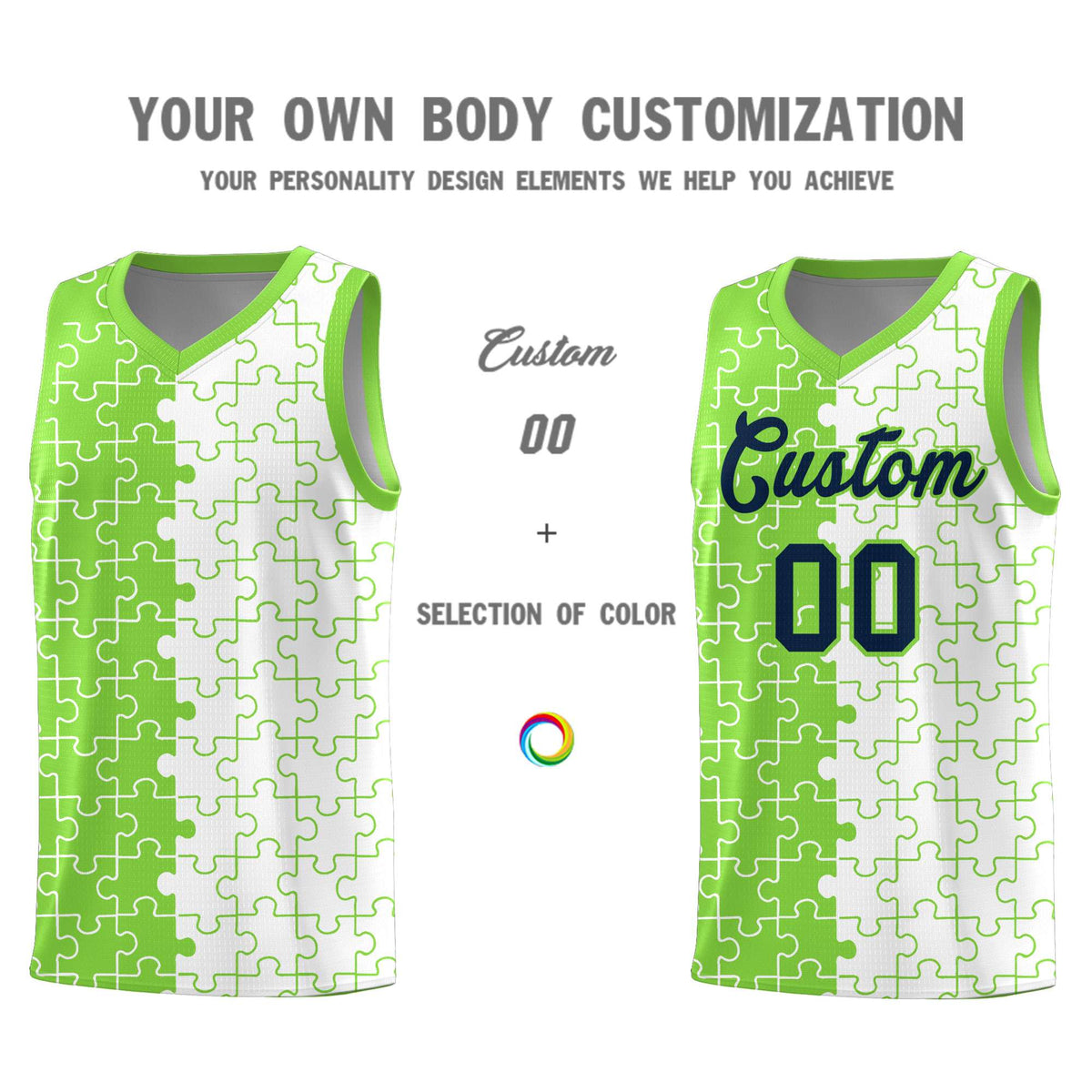 Custom Fluorescent Green White Basketball Jersey