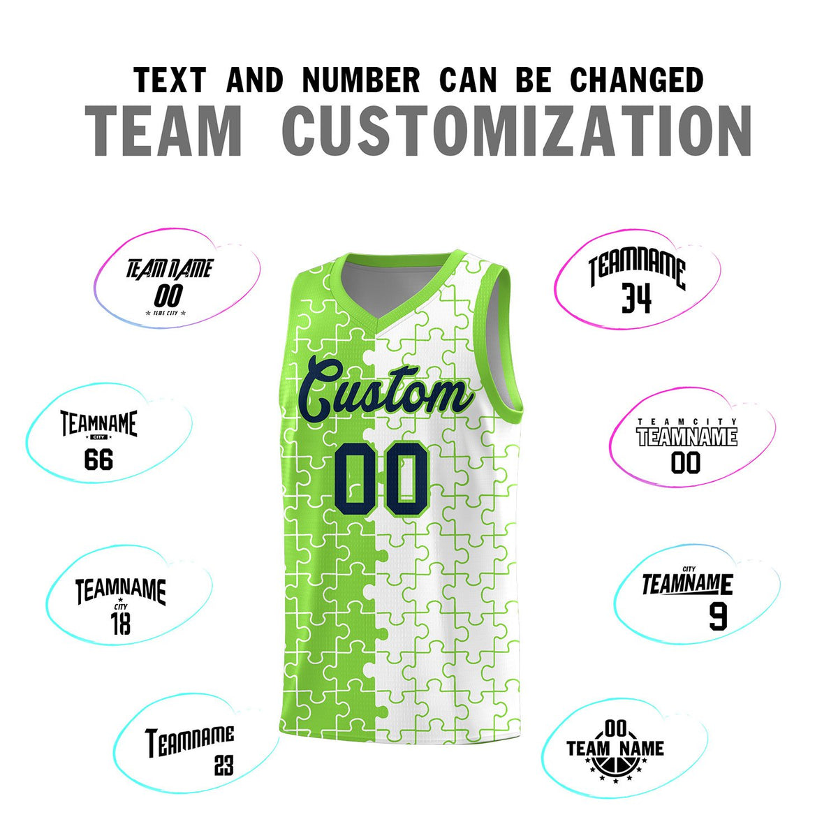 Custom Fluorescent Green White Basketball Jersey